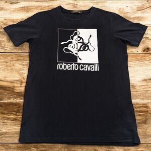 Roberto Cavalli Black White Snake Graphic T-Shirt Men's‎ Size XL Slim